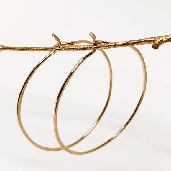 Hand Crafted Jewelry - 14K Gold Filled Hammer Hoop Earrings Handcrafted